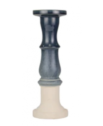 Candle Holder Ceram Blu Matt Fade 