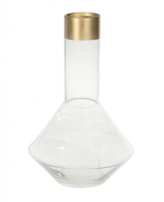 Vase Clear Glass W/Gold Rim