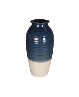 Vase Ceram Blu Wht 