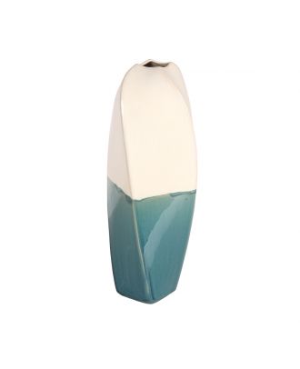 Twisted Vase Ceramic  White Blue 