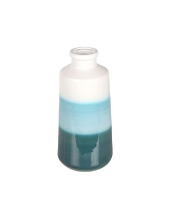 Vase Layered Wht Blu