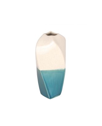 Twisted Vase Ceramic White Blue 