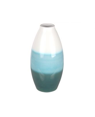 Vase Layered Wht Blu 