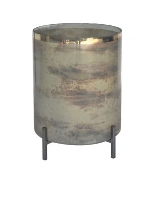 Pillar Candle Holder Glass Metal 