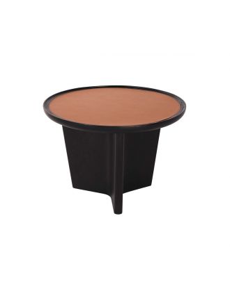 Coffee Table Orange Leather Top 