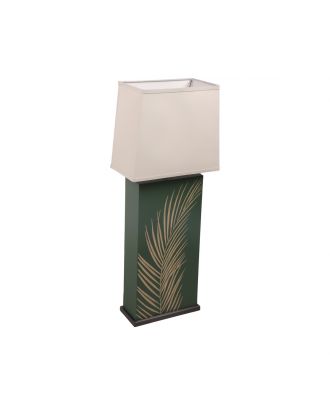 Table Lamp White Green Natural Wood 