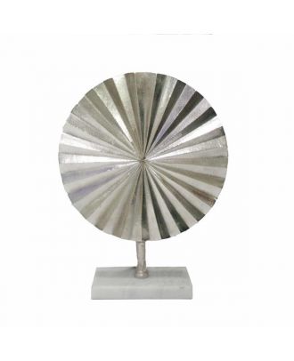 Silver Fan Disk On Marble  Base 13528-02